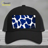 Blue White Giraffe Oil Rubbed Novelty License Plate Hat Mesh / Black