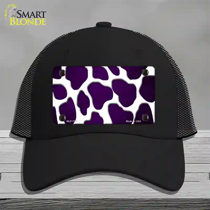 Purple White Giraffe Oil Rubbed Novelty License Plate Hat Mesh / Black