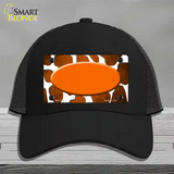 Orange White Oval Giraffe Oil Rubbed Novelty License Plate Hat Mesh / Black