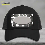 Gray White Oval Giraffe Oil Rubbed Novelty License Plate Hat Mesh / Black