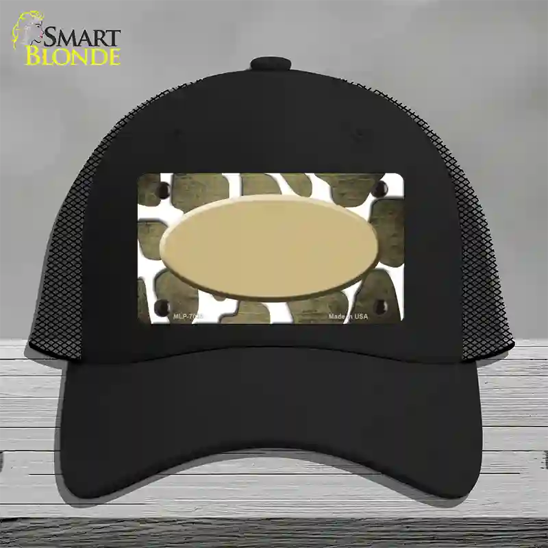 Gold White Oval Giraffe Oil Rubbed Novelty License Plate Hat Mesh / Black