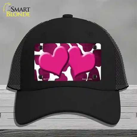 Pink White Hearts Giraffe Oil Rubbed Novelty License Plate Hat Mesh / Black