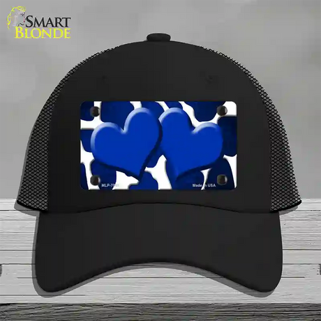 Blue White Hearts Giraffe Oil Rubbed Novelty License Plate Hat Mesh / Black