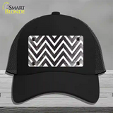 Black White Chevron Oil Rubbed Novelty License Plate Hat Mesh / Black