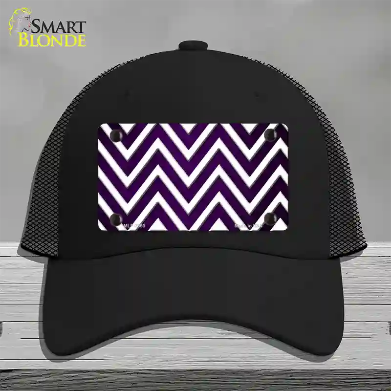 Purple White Chevron Oil Rubbed Novelty License Plate Hat Mesh / Black