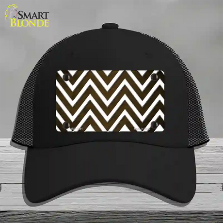 Brown White Chevron Oil Rubbed Novelty License Plate Hat Mesh / Black