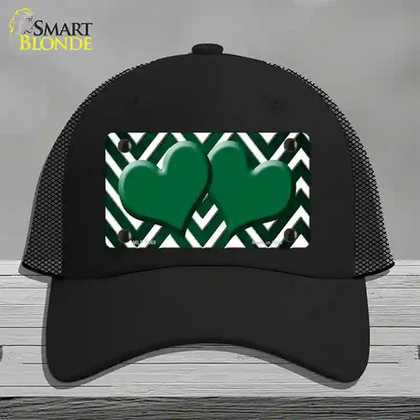 Green White Hearts Chevron Oil Rubbed Novelty License Plate Hat Mesh / Black