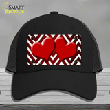 Red White Hearts Chevron Oil Rubbed Novelty License Plate Hat Mesh / Black