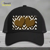 Brown White Hearts Chevron Oil Rubbed Novelty License Plate Hat Mesh / Black