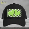 Lime Green White Hearts Chevron Oil Rubbed Novelty License Plate Hat Mesh / Black