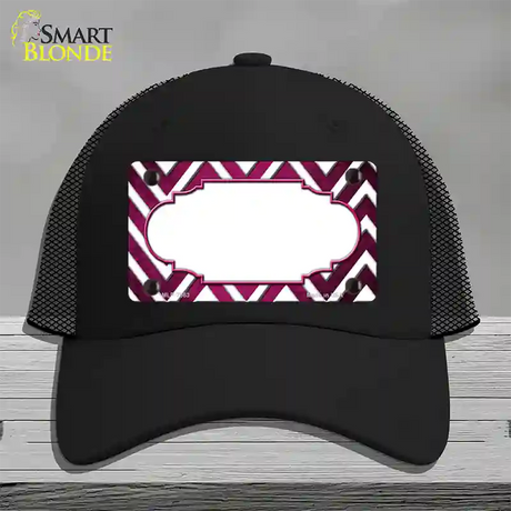 Pink White Chevron Scallop Oil Rubbed Novelty License Plate Hat Mesh / Black