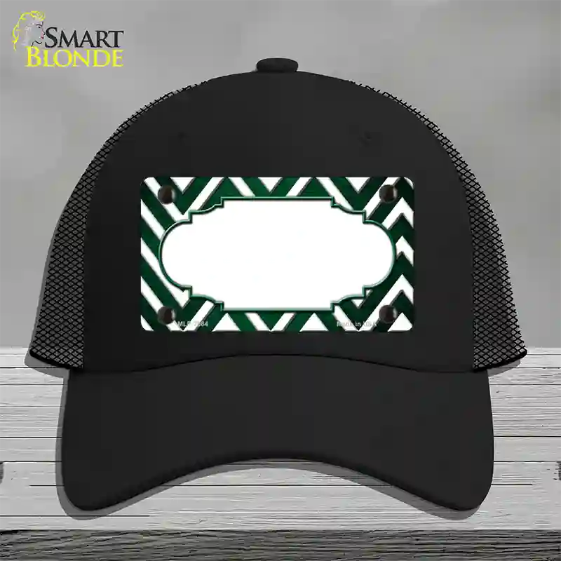 Green White Chevron Scallop Oil Rubbed Novelty License Plate Hat Mesh / Black