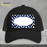 Blue White Chevron Scallop Oil Rubbed Novelty License Plate Hat Mesh / Black