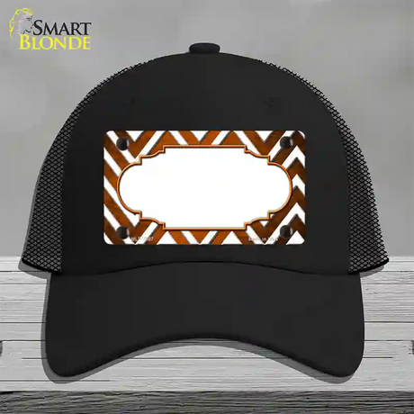 Orange White Chevron Scallop Oil Rubbed Novelty License Plate Hat Mesh / Black