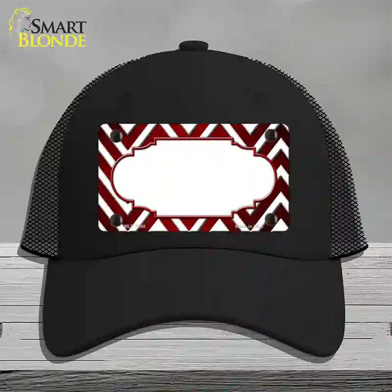 Red White Chevron Scallop Oil Rubbed Novelty License Plate Hat Mesh / Black