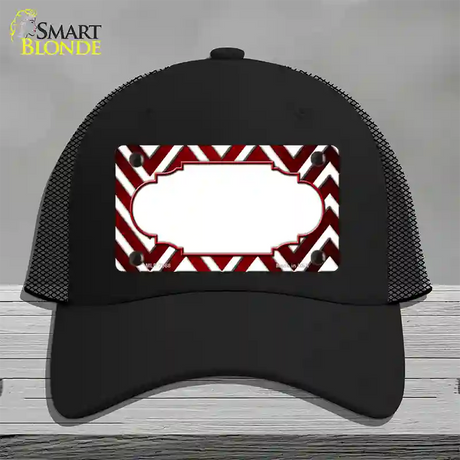 Red White Chevron Scallop Oil Rubbed Novelty License Plate Hat Mesh / Black