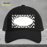 Gray White Chevron Scallop Oil Rubbed Novelty License Plate Hat Mesh / Black