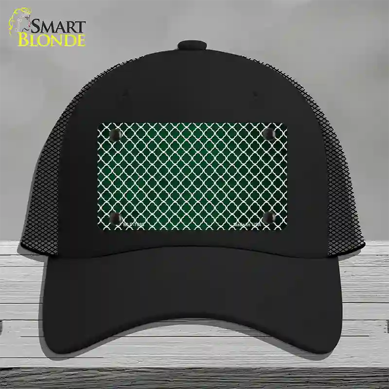 Green White Quatrefoil Oil Rubbed Novelty License Plate Hat Mesh / Black