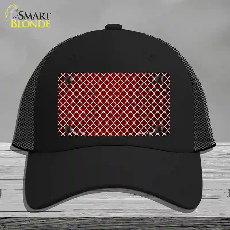 Red White Quatrefoil Oil Rubbed Novelty License Plate Hat Mesh / Black