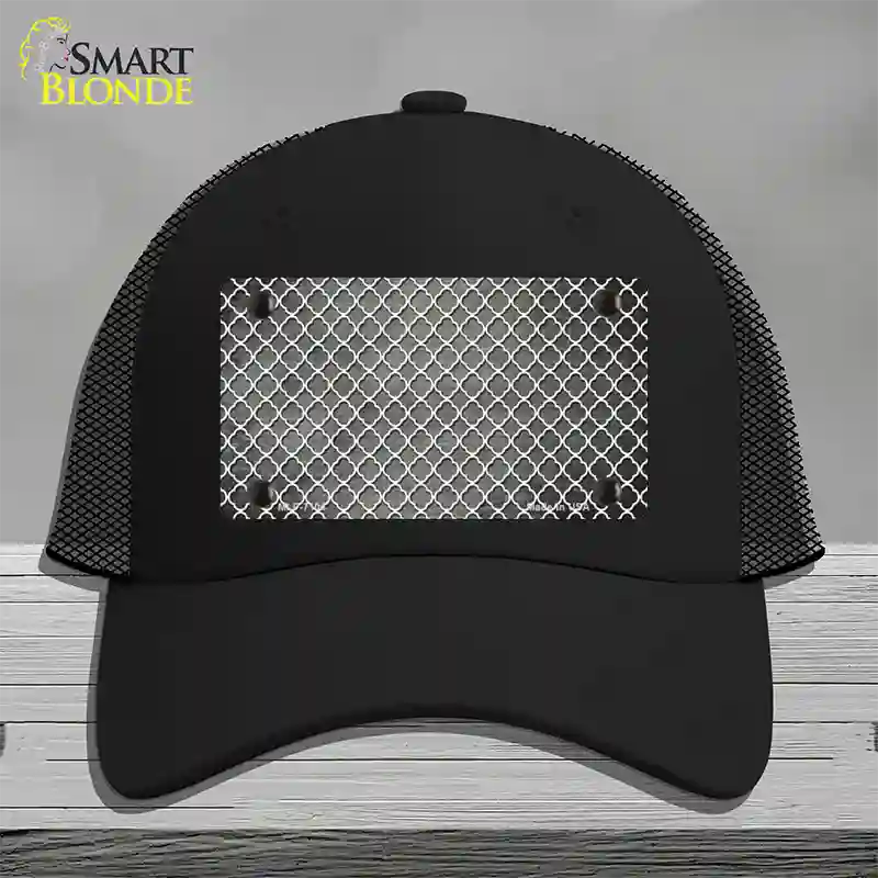 Gray White Quatrefoil Oil Rubbed Novelty License Plate Hat Mesh / Black