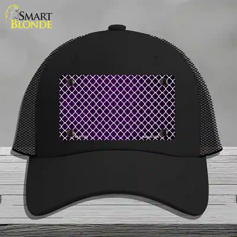 Purple White Quatrefoil Oil Rubbed Novelty License Plate Hat Mesh / Black