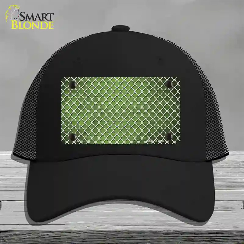 Lime Green White Quatrefoil Oil Rubbed Novelty License Plate Hat Mesh / Black