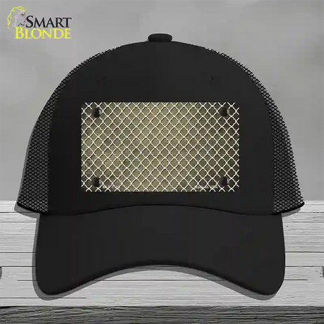 Gold White Quatrefoil Oil Rubbed Novelty License Plate Hat Mesh / Black