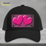 Pink White Quatrefoil Hearts Oil Rubbed Novelty License Plate Hat Mesh / Black