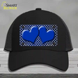 Blue White Quatrefoil Hearts Oil Rubbed Novelty License Plate Hat Mesh / Black