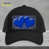 Blue White Quatrefoil Hearts Oil Rubbed Novelty License Plate Hat Mesh / Black