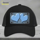 Light Blue White Quatrefoil Hearts Oil Rubbed Novelty License Plate Hat Mesh / Black