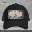 Tan White Quatrefoil Hearts Oil Rubbed Novelty License Plate Hat Mesh / Black