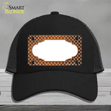 Orange White Quatrefoil Scallop Oil Rubbed Novelty License Plate Hat Mesh / Black