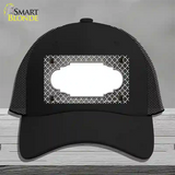 Gray White Quatrefoil Scallop Oil Rubbed Novelty License Plate Hat Mesh / Black