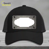 Tan White Quatrefoil Scallop Oil Rubbed Novelty License Plate Hat Mesh / Black