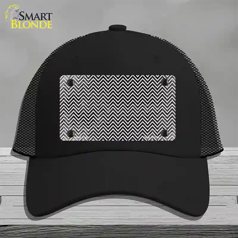 Black White Small Chevron Oil Rubbed Novelty License Plate Hat Mesh / Black