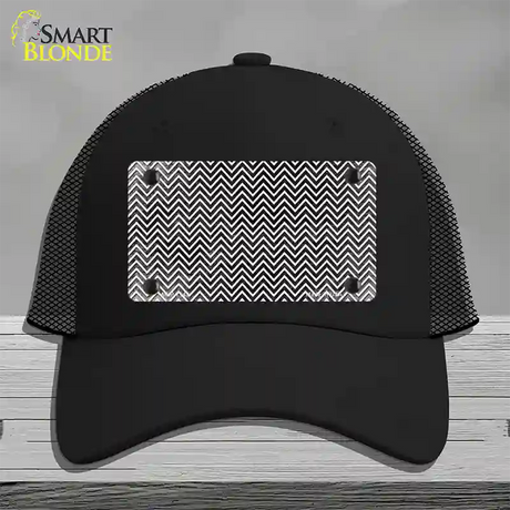 Black White Small Chevron Oil Rubbed Novelty License Plate Hat Mesh / Black