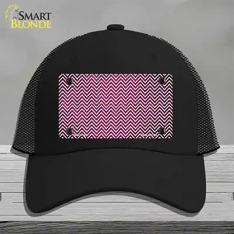 Pink White Small Chevron Oil Rubbed Novelty License Plate Hat Mesh / Black