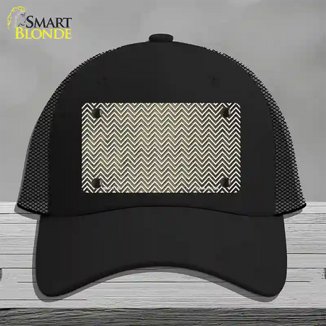 Gold White Small Chevron Oil Rubbed Novelty License Plate Hat Mesh / Black