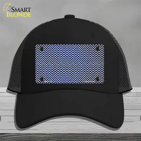 Blue White Small Chevron Oil Rubbed Novelty License Plate Hat Mesh / Black