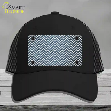 Light Blue White Small Chevron Oil Rubbed Novelty License Plate Hat Mesh / Black