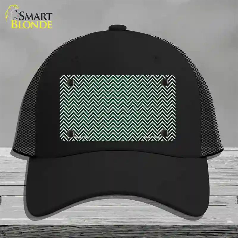 Green White Small Chevron Oil Rubbed Novelty License Plate Hat Mesh / Black