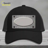 Gray White Small Chevron Oval Oil Rubbed Novelty License Plate Hat Mesh / Black