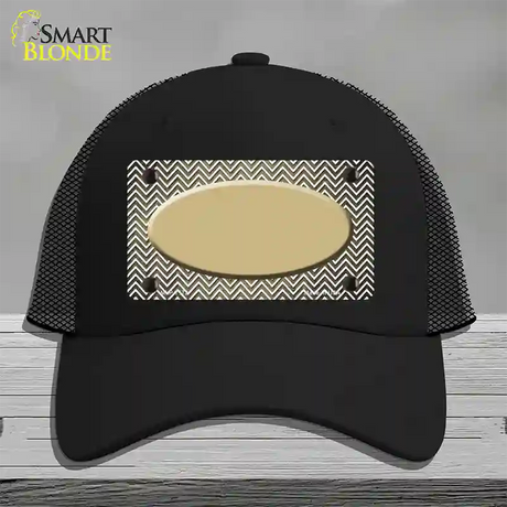 Gold White Small Chevron Oval Oil Rubbed Novelty License Plate Hat Mesh / Black