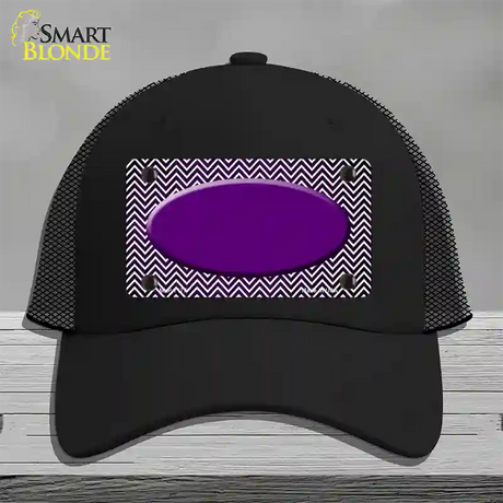 Purple White Small Chevron Oval Oil Rubbed Novelty License Plate Hat Mesh / Black