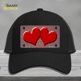 Red White Small Chevron Hearts Oil Rubbed Novelty License Plate Hat Mesh / Black