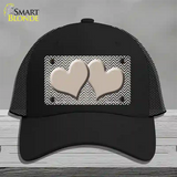 Tan White Small Chevron Hearts Oil Rubbed Novelty License Plate Hat Mesh / Black