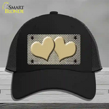 Gold White Small Chevron Hearts Oil Rubbed Novelty License Plate Hat Mesh / Black