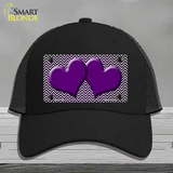 Purple White Small Chevron Hearts Oil Rubbed Novelty License Plate Hat Mesh / Black