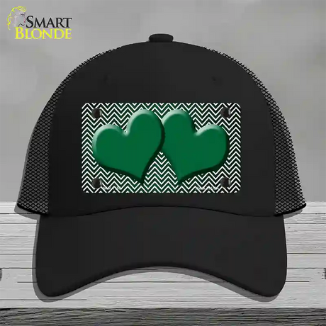 Green White Small Chevron Hearts Oil Rubbed Novelty License Plate Hat Mesh / Black